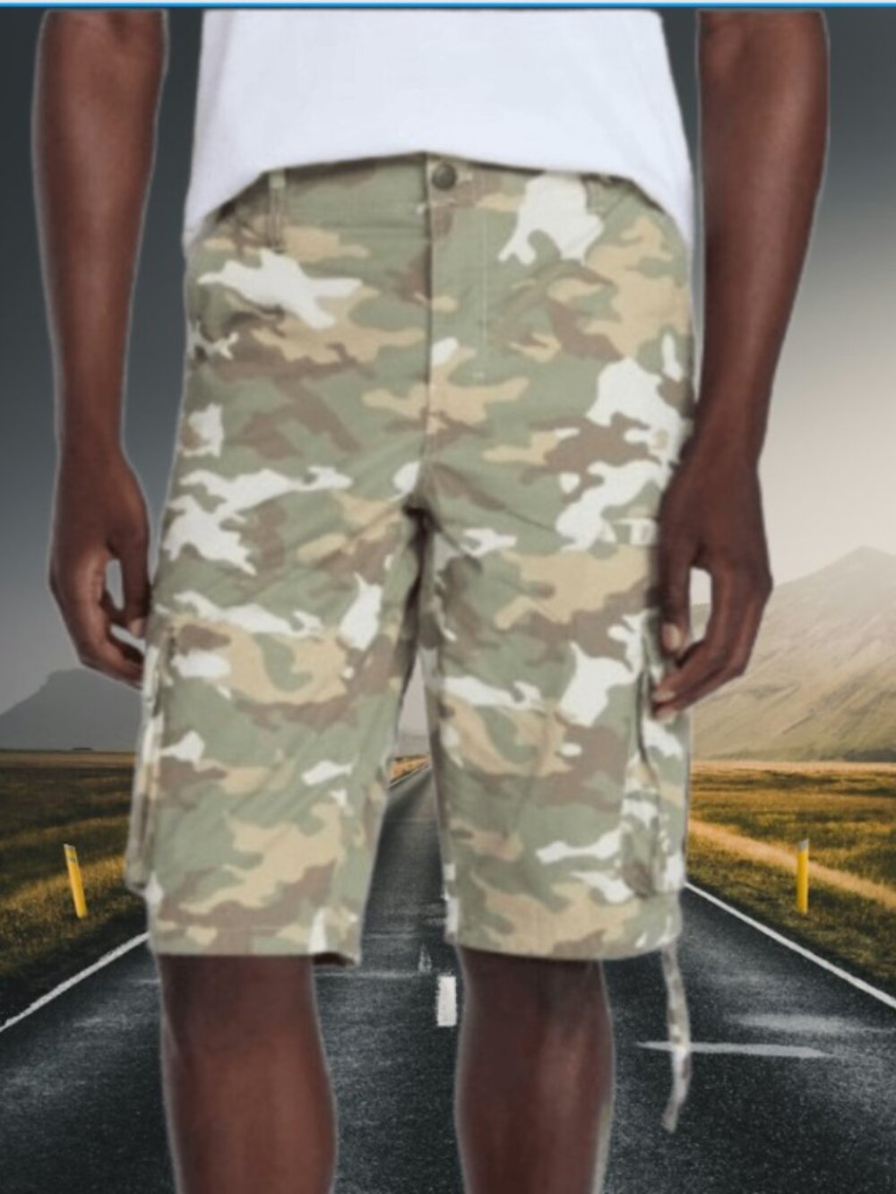 George Men's Messenger Cargo Short, Relaxed Fit 14 in Inseam Khaki Camo Size 40